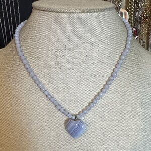 Karla Jordan Blue Lace Agate Heart Gemstone Necklace